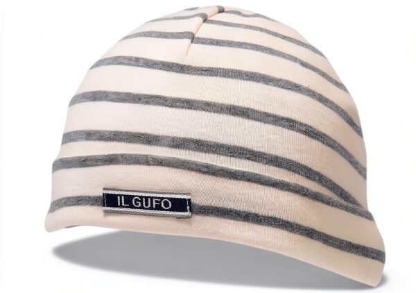 IL GUFO 9294Y bonnet bébé garçon gris blanc 40 cm coton-0